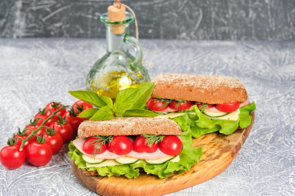 cherry tomato sandwich with fresh bread and lettuce